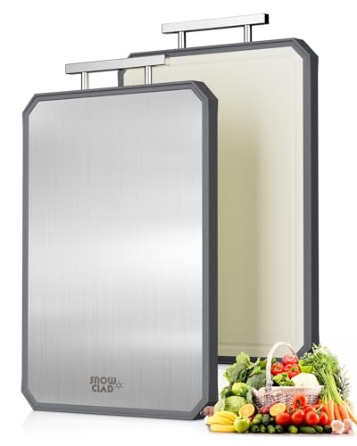 Smart Home SNOWCLAD Stainless Steel Cutting Board,Double Sided Steel Bread Boards Kit